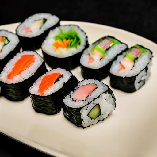 Image similar to a photo of sushi on a plate, recipe, beautiful lighting, high detail,