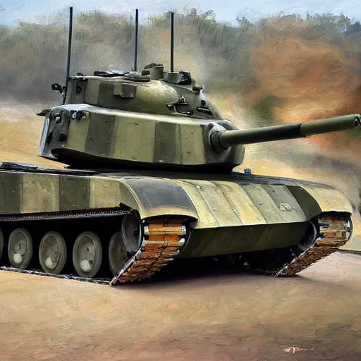 Prompt: a beautiful complex painting of a tank in the modern era