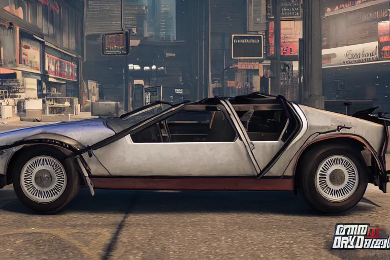 Image similar to 1 9 2 2 delorean by grand theft auto v, by red dead redemption 2, by cyberpunk 2 0 7 7