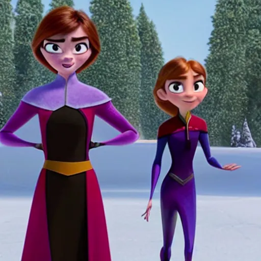 Prompt: violet parr in incredibles 2 style guest starring in frozen movie