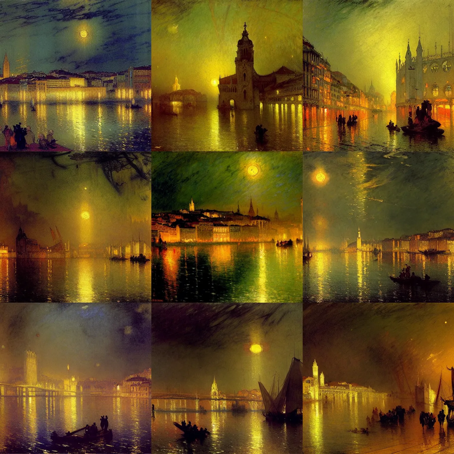 Prompt: The City of Lisbon at night, high resolution fantasy concept art, intricate details, sharp lighting, Dramatic godrays by alphonse mucha, Aert van der Neer, Lesser Ury, John Atkinson Grimshaw, Jean-François Millet, Joseph Mallord William Turner, Ivan Aivazovsky, George Inness, dream vividness and full clarity