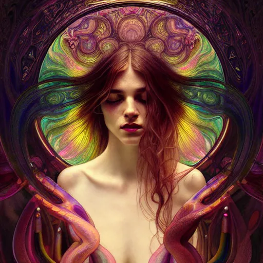 Prompt: An extremely psychedelic liquid marble ultra light, surreal, dramatic lighting, magic mushrooms, psilocybin, LSD, face, detailed, intricate, elegant, lithe, highly detailed, digital painting, artstation, concept art, smooth, sharp focus, illustration, art by Krenz Cushart and Artem Demura and alphonse mucha