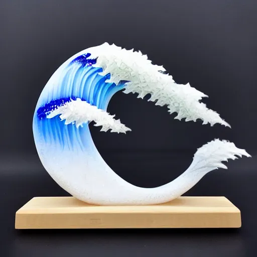 Prompt: kanagawa wave in resin sculpture