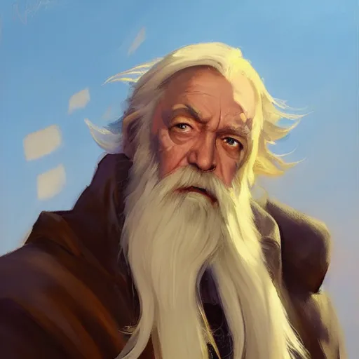 Image similar to greg manchess portrait painting of albus dumbledore as overwatch character, medium shot, asymmetrical, profile picture, organic painting, sunny day, matte painting, bold shapes, hard edges, street art, trending on artstation, by huang guangjian and gil elvgren and sachin teng