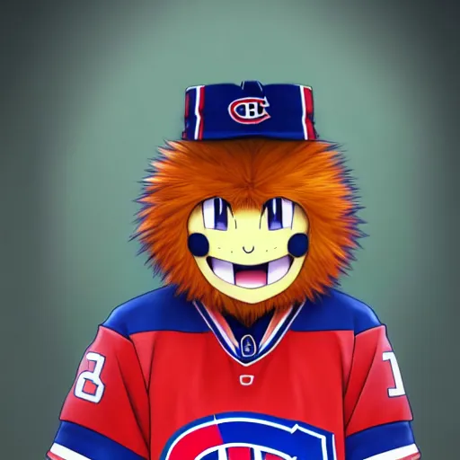 Image similar to anime Portrait of Youppi the Habs Montreal Canadiens Mascot as a very cute powerful and friendly pokemon, highly detailed anime, smooth, sharp focus, dynamic lighting, intricate, trending on ArtStation, illustration pokemon, art by WLOP