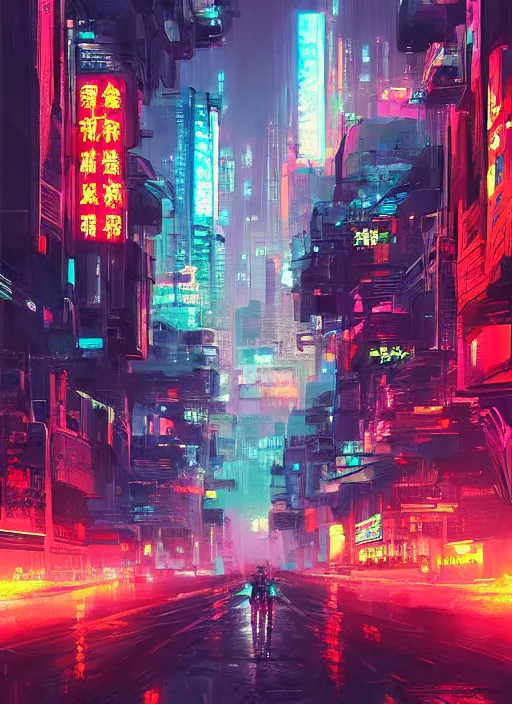 Prompt: A professional digital painting of a far-future cyberpunk city, Kowloon, by Alena Aenami, trending on Artstation