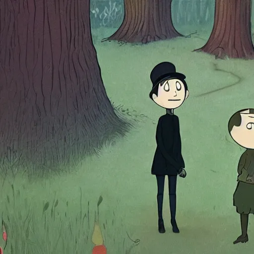 Prompt: a still from over the garden wall