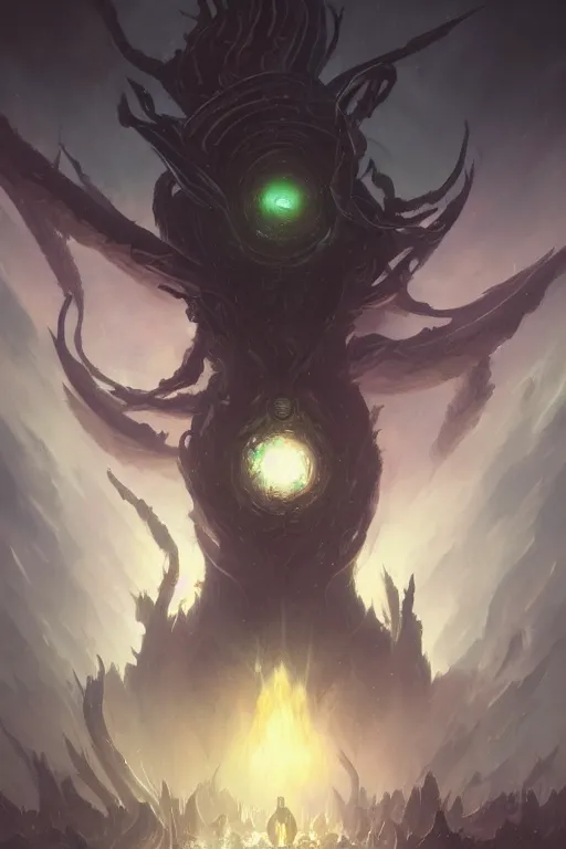 Image similar to eldritch god, cosmic, nightmare, outer space, aliens, digital art, magic the gathering, mtg, by greg rutkowski, trending on artstation