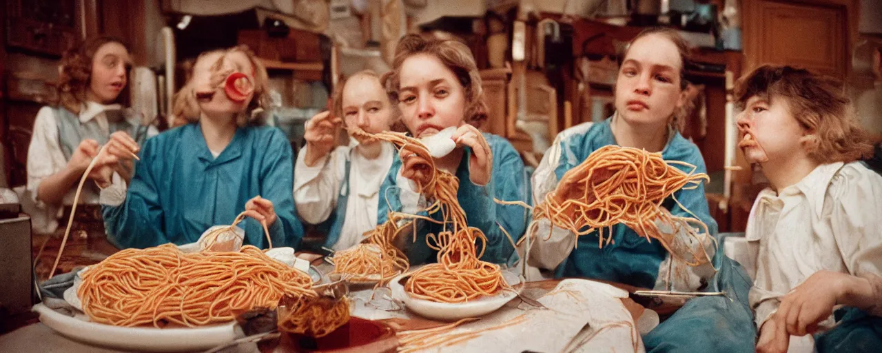 Image similar to the scientific revolution, spaghetti inspiration, aesthetic!!, small details, facial expression, intricate, canon 5 0 mm, wes anderson film, kodachrome, retro