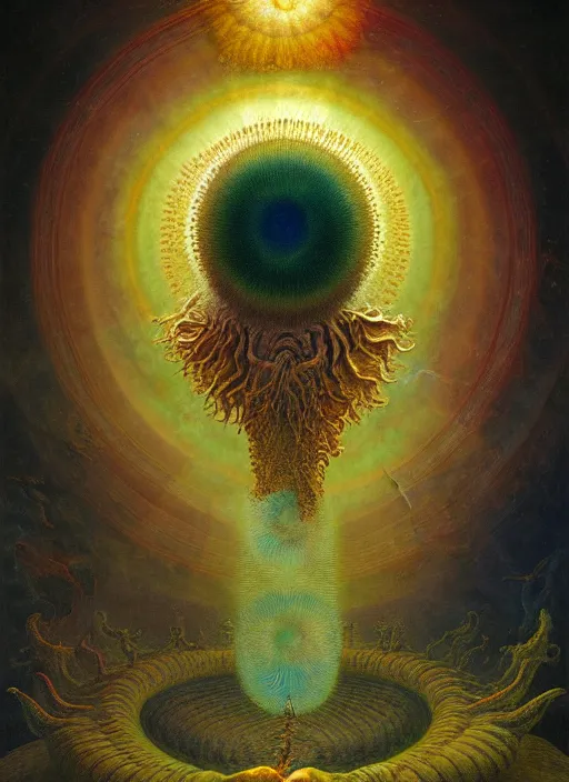 Image similar to antediluvian occult cosmology, panspermia, by robert hooke and ernst haeckel and agostino arrivabene and joaquin sorolla, rule of thirds, vivid colours, atmospheric, digital painting, artstation, concept art, smooth, sharp focus, negative space, illustration, digital painting