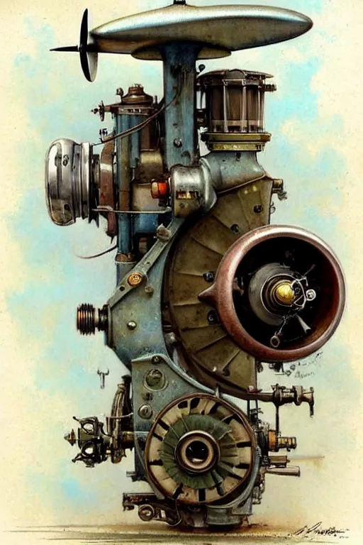 Image similar to (((((1950s rotary airplane engine. muted colors.))))) by Jean-Baptiste Monge !!!!!!!!!!!!!!!!!!!!!!!!!!!