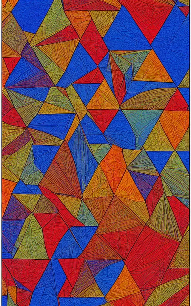 Image similar to triangles. retro art by jean giraud. fractal