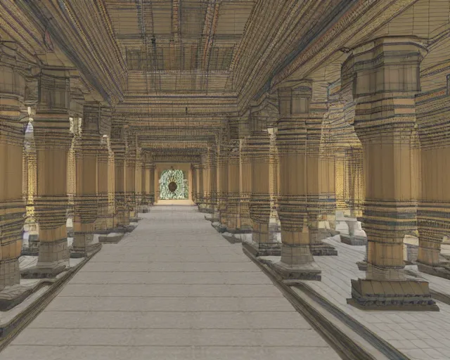 Image similar to 3D hindu temple mosque interior, quake level - H 360