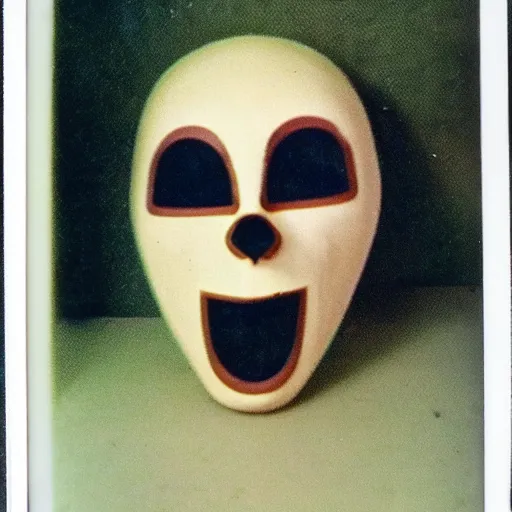 Prompt: 1 9 8 0 s polaroid of a creepy halloween mask