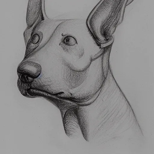 Image similar to drawing of a dog by Hans Bellmer