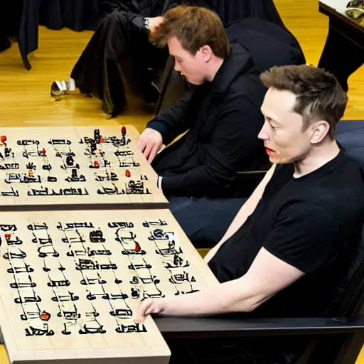 Prompt: Elon musk playing baduk