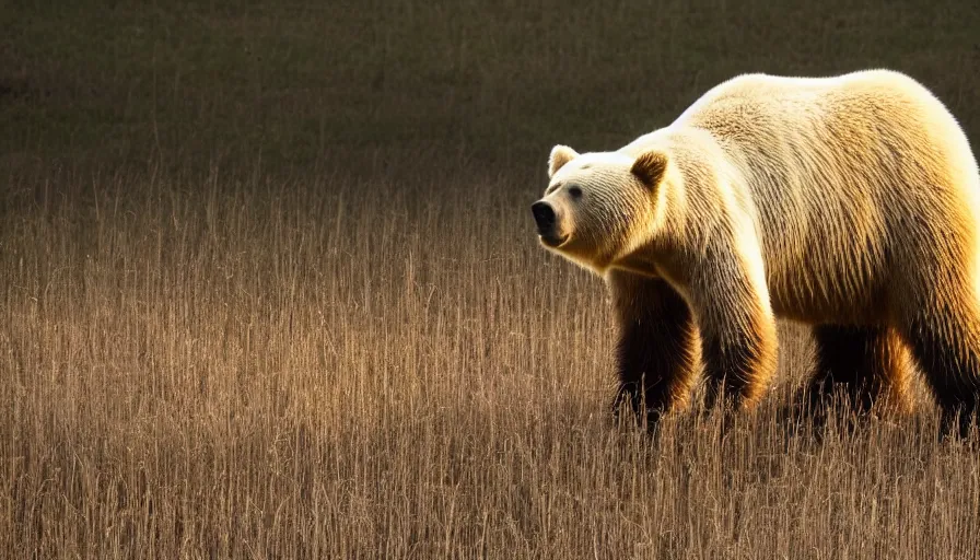 Image similar to a bear made from straw, 4k photography award winning,