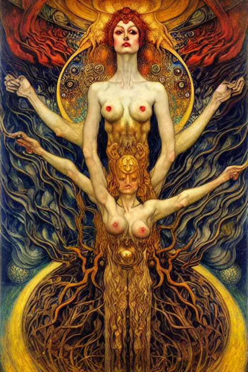 Image similar to Divine Chaos Engine by Karol Bak, Jean Delville, William Blake, Gustav Klimt, and Vincent Van Gogh, symbolist, visionary