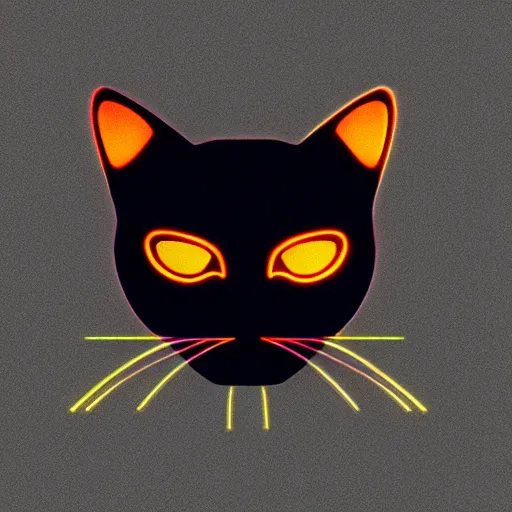 Image similar to cat head outline, laser eyes, portrait, vaporwave, synthwave, neon, vector graphics, cinematic, volumetric lighting, f 8 aperture, cinematic eastman 5 3 8 4 film, photorealistic