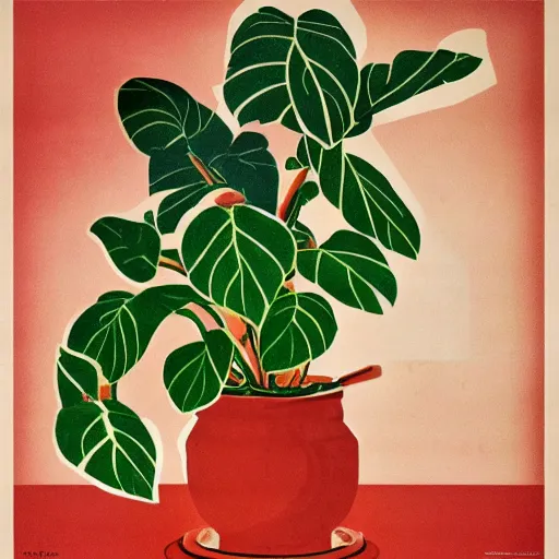 Image similar to russian propaganda posters warning against neglecting houseplants