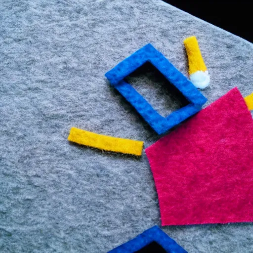 Prompt: a person crafting a school out of felt, photography, table, pov,