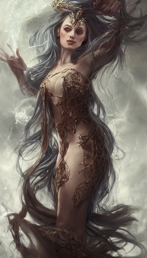 Prompt: Female sorceress by Livia Prima,fantasy,beautiful,pretty,masterpiece,stunning,high quality,full body,one subject,face,detailed,anatomically correct,trending on reddit