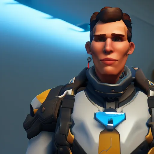 Image similar to jerma985 in overwatch, full body, wide shot, portrait, unreal engine, in game screenshot, high definition, detailed