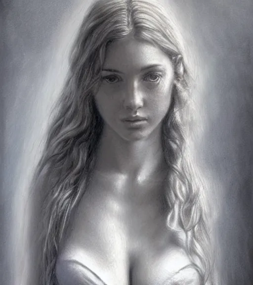 Prompt: realism drawing of the greek god aphrodite, hyper realistic, amazing detail, in the the style of casey baugh
