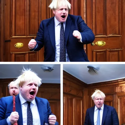 Image similar to boris johnson wielding various weapons