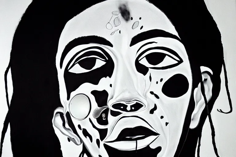 Image similar to black and white face artwork by futura 2 0 0 0