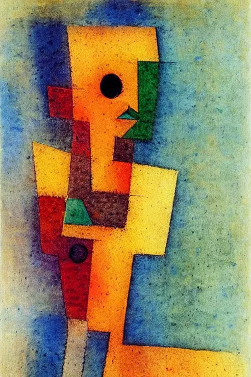 Image similar to a portrait a very ordinary person, by Paul Klee, watercolor, abstract, anatomically correct, beautiful perfect face, sharp focus, Highly Detailed