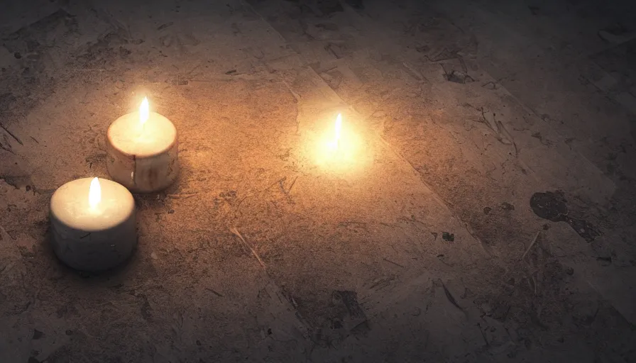 Prompt: candle covered by dust on a dusty floor of an abandoned victorian house, hyperdetailed, artstation, cgsociety, 8 k