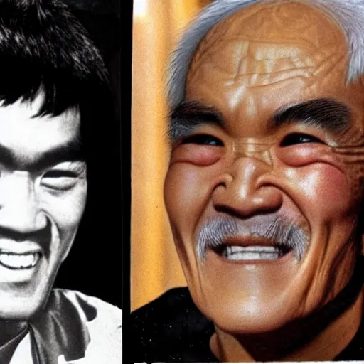 Prompt: Bruce Lee as an old man, if he was still alive today