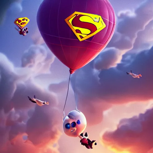 Image similar to stunning, coherent, impressive, detailed still of super black a family flying in clouds, follow shot, 3d, in the style of pixar, comic book style, 3d, highly detailed, sharp focus, bokeh, depth of field, 16k resolution, Unreal Engine 5, coherent, cinematic lighting, photorealistic, by Zhang Jingna