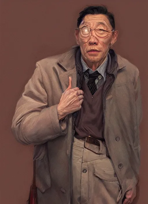 Image similar to portrait of chuck low as morrie kessler, highly detailed, centered, solid color background, digital painting, artstation, concept art, smooth, sharp focus, illustration, donato giancola, joseph christian leyendecker, les edwards, ed repka, wlop