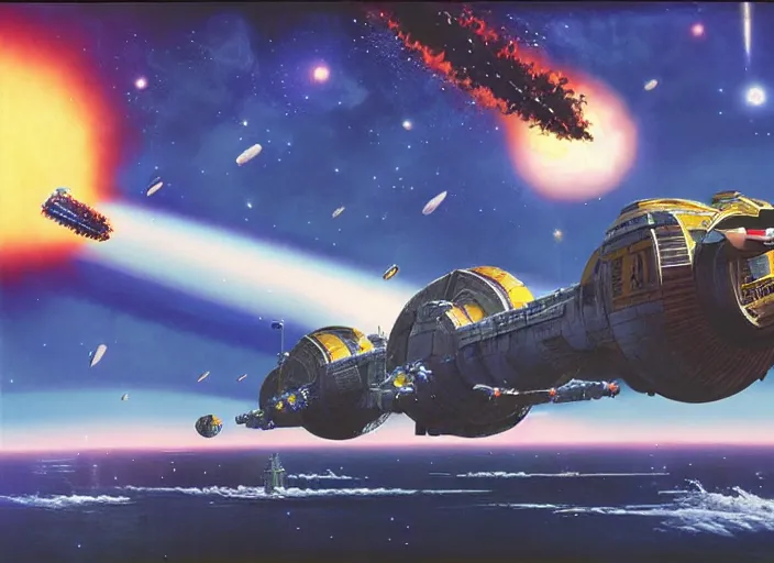 Prompt: ion cannon, matte painting, chris foss