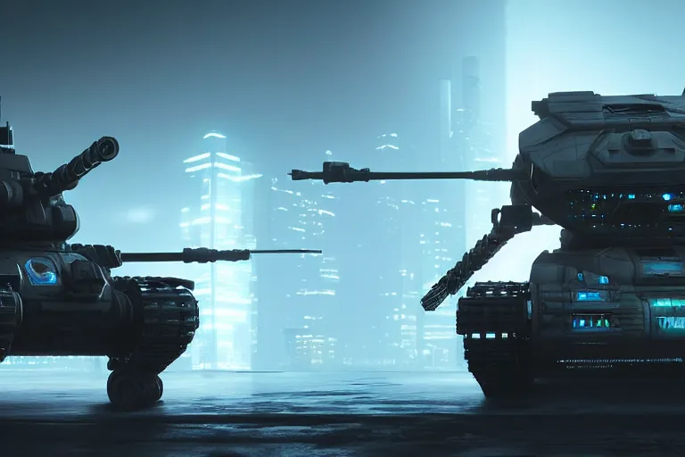 Image similar to cyberpunk alien concept inspired battlefield tank, futuristic look, highly detailed body, very powerful, photorealistic camera shot, bright studio setting, studio lighting, crisp quality and light reflections, unreal engine 5 quality render