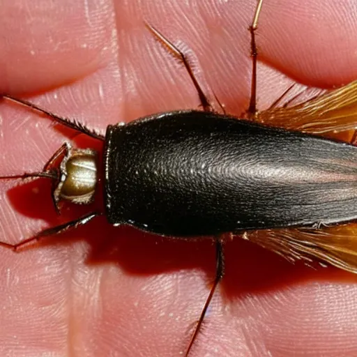 Prompt: a cockroach that looks like donald trump