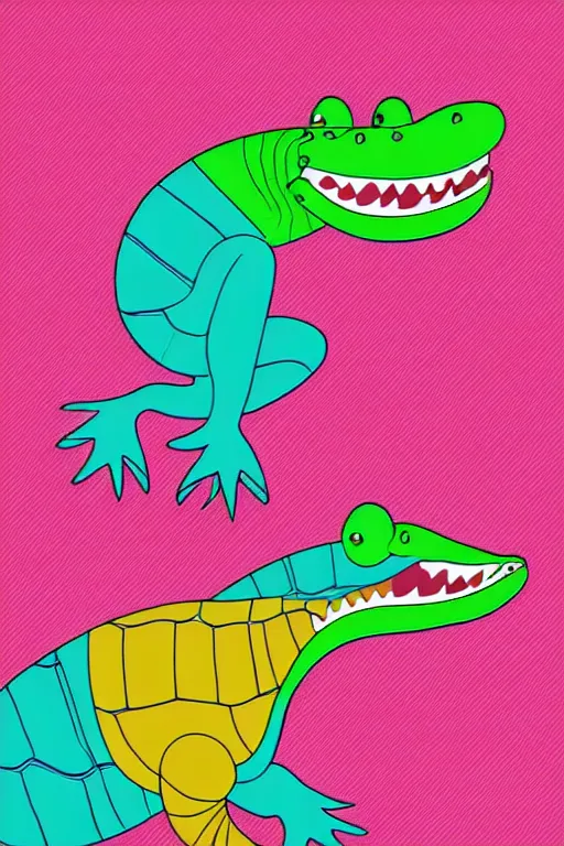 Image similar to minimalist boho style art of a colorful crocodile, illustration, vector art