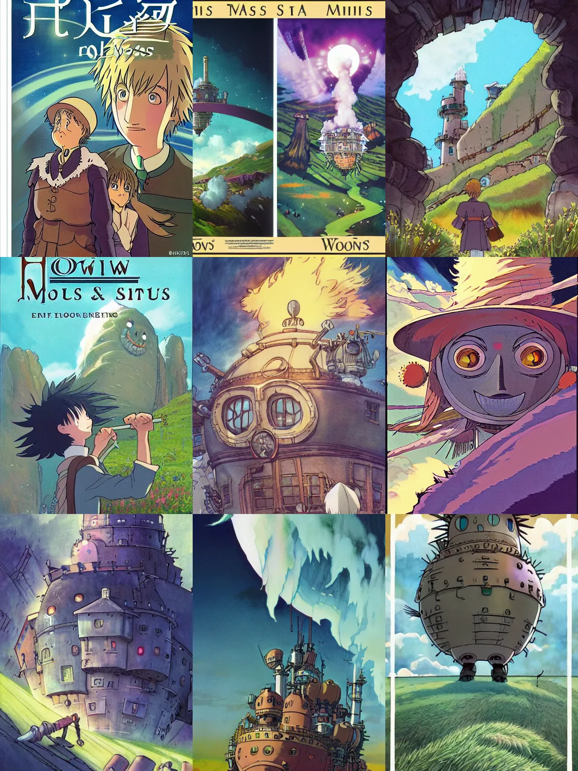 Prompt: (2004) Howl's Moving Castle film covers,Studio Ghibli,epic,masterpiece illustration in the style of Keith Thompson, digital art