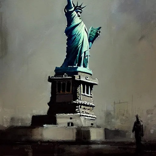 Image similar to statue of liberty painting by jeremy mann