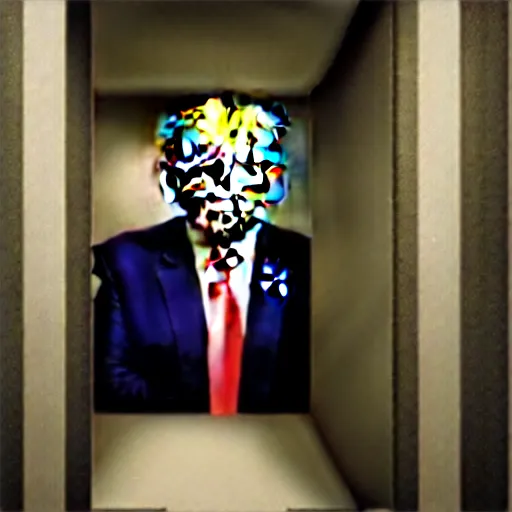 Image similar to an image of donald trump behind a jail cell, cinematic photography, detailed, winning art portrait