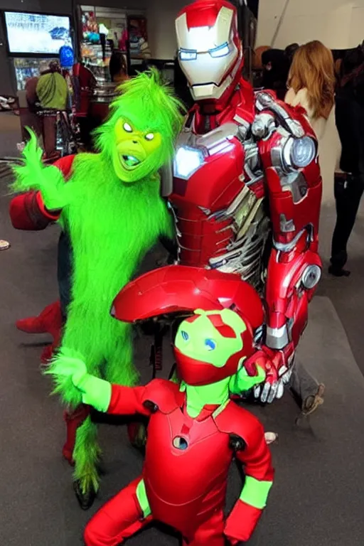 Prompt: The Grinch stole Ironman's suit