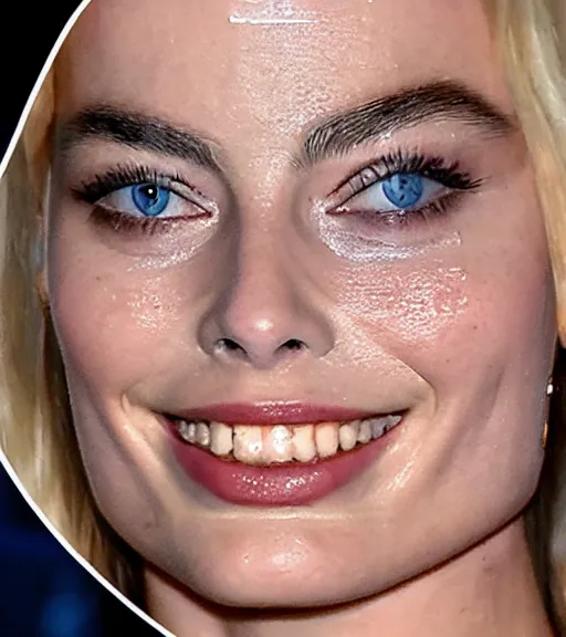 Prompt: margot robbie made of zits, pimples and furuncles, realism amazing detail, sharp