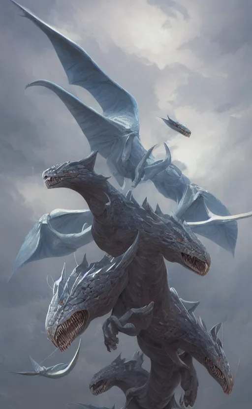 Prompt: wyverns, soft grey and blue natural light, intricate, digital painting, artstation, concept art, smooth, sharp focus, illustration, art by greg rutkowski and luis rollo and gil elvgren, symmetry!