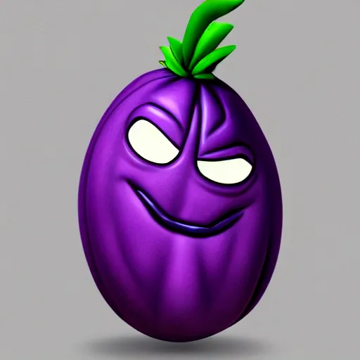 Image similar to thanos as an eggplant with eggplant features with the face of thanos, realistic, hyperrealistic, ultra realistic, real, real world, highly detailed, very detailed, extremely detailed, intricate details, 8 k resolution, hd quality