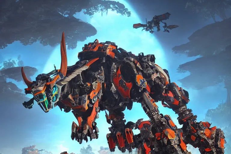 Image similar to sunwing machine mecha animal beast robot of horizon forbidden west horizon zero dawn bioluminiscence global illumination ray tracing hdr fanart arstation by sung choi and eric pfeiffer and gabriel garza and casper konefal