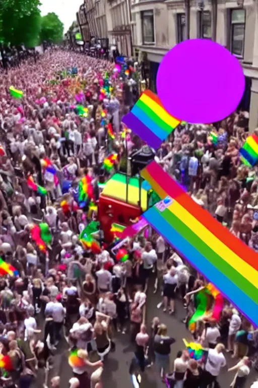 Prompt: pride parade london cctv footage