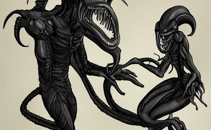 Image similar to Xenomorph in office dress