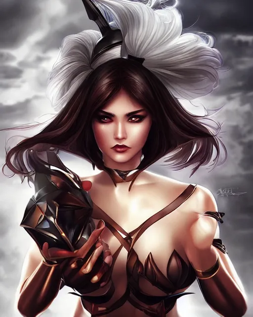 Prompt: The successful warrior is the average man with laser-like focus, artwork by artgerm, battle, Amazon woman, elegant, seductive, full shot